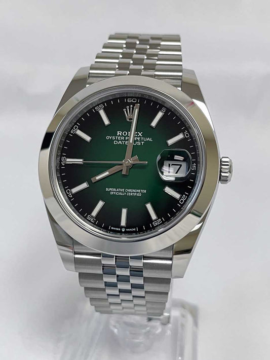 Rolex Datejust 41mm Steel - Smooth Bezel - Jubilee Green Ombre