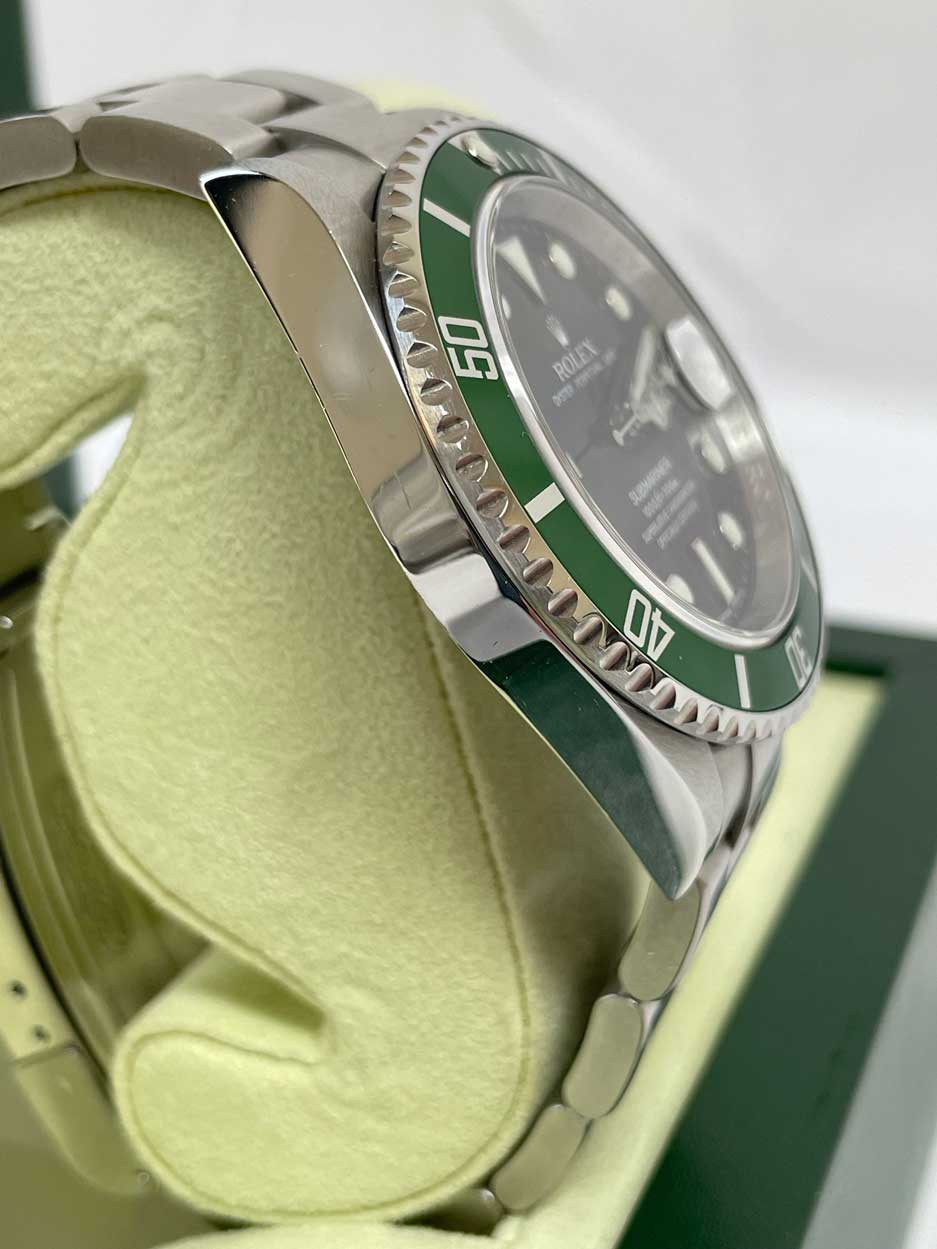 Rolex  Submariner Date 40mm Kermit 16610LV M Serial Engraved Rehault