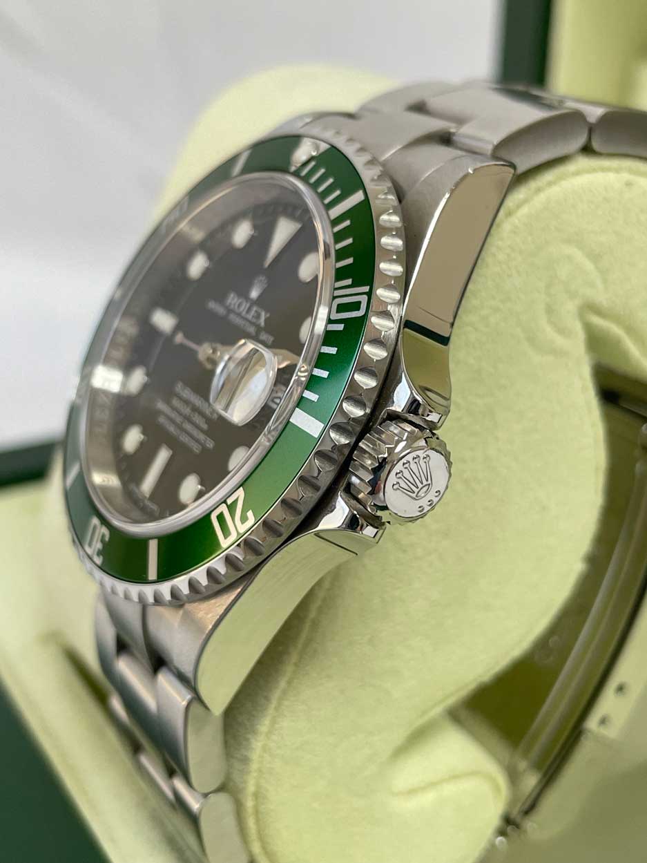 Rolex  Submariner Date 40mm Kermit 16610LV M Serial Engraved Rehault