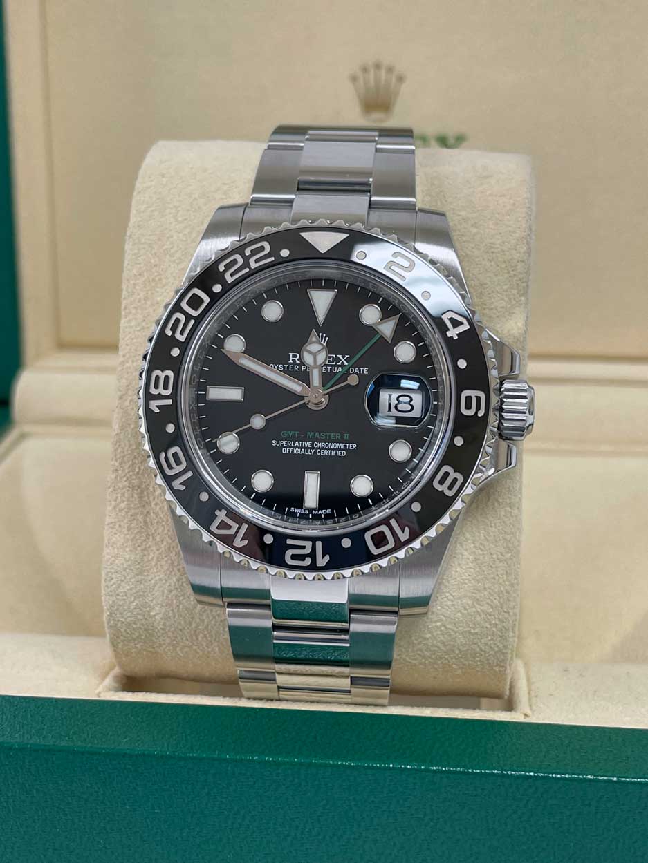 Rolex GMT-Master II Steel Green Arrow Blue Lume