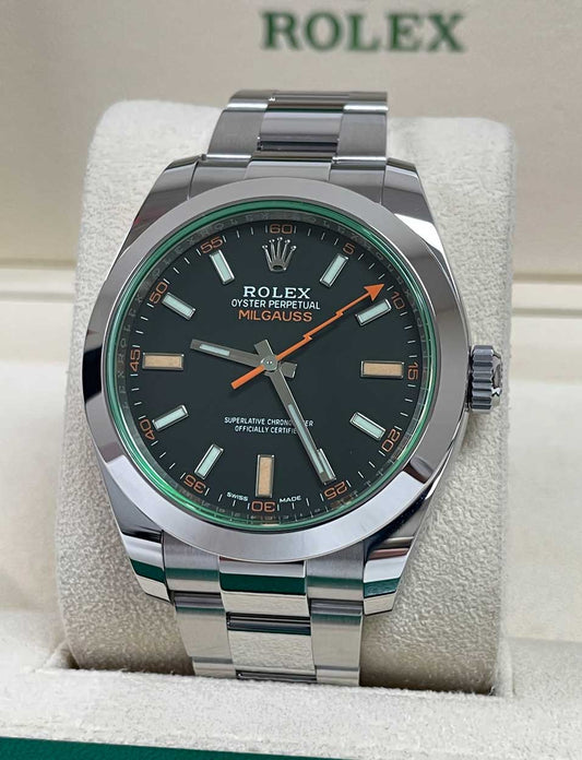 Rolex Milgauss Black Dial Green Crystal