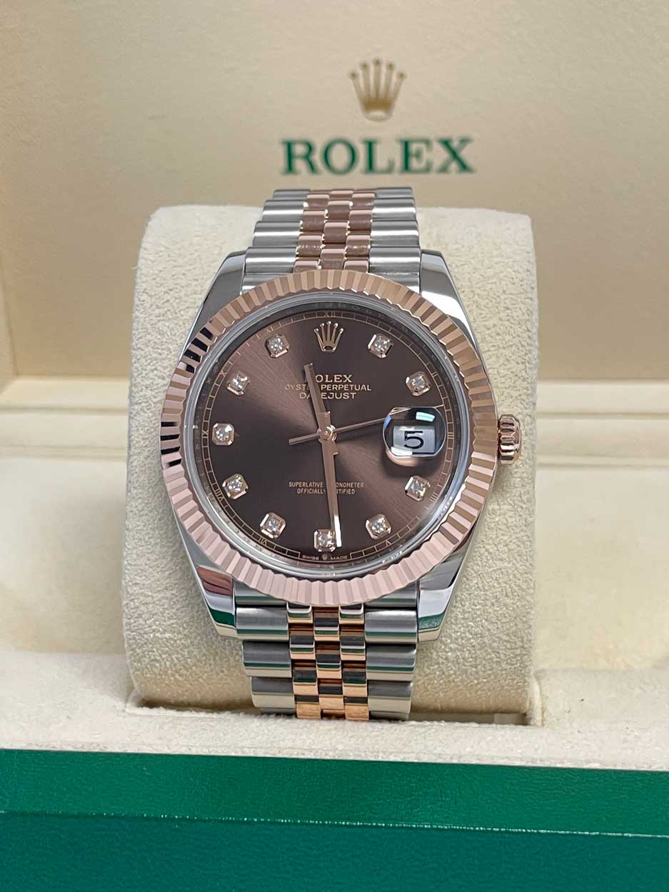 Rolex Datejust 41mm Steel & Rose Gold Chocolate Diamond
