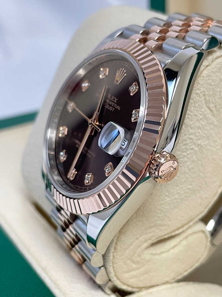 Rolex Datejust 41mm Steel & Rose Gold Chocolate Diamond