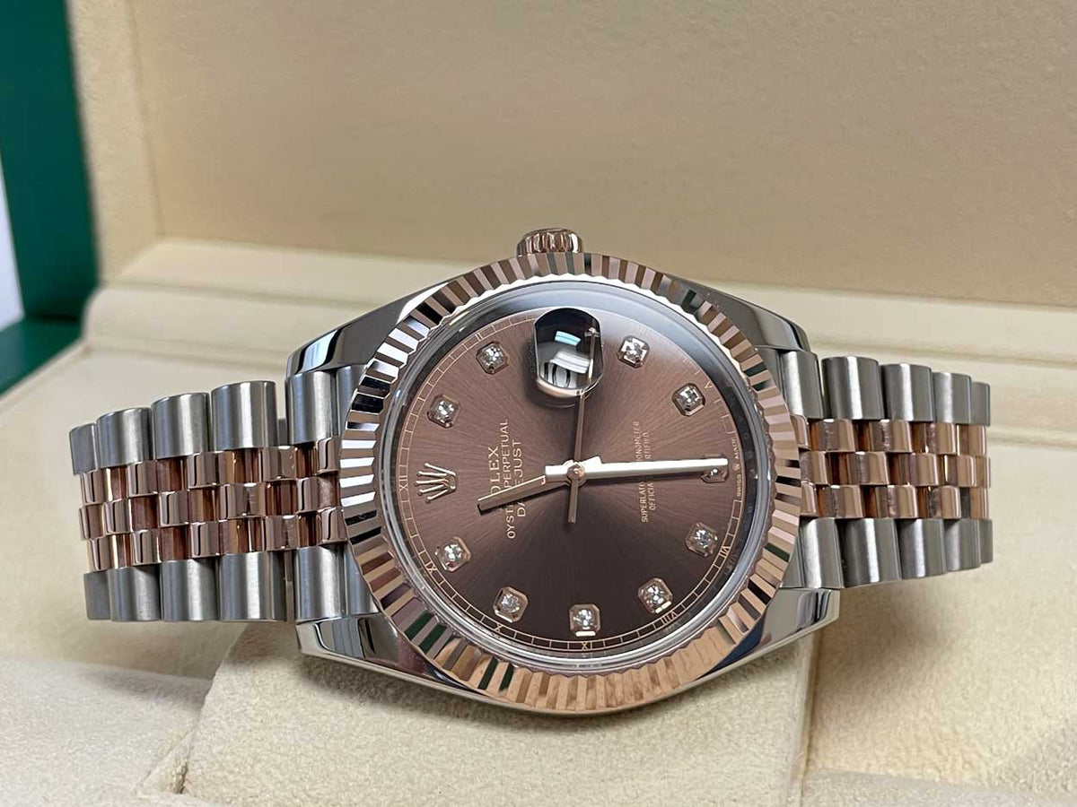 Rolex Datejust 41mm Steel & Rose Gold Chocolate Diamond