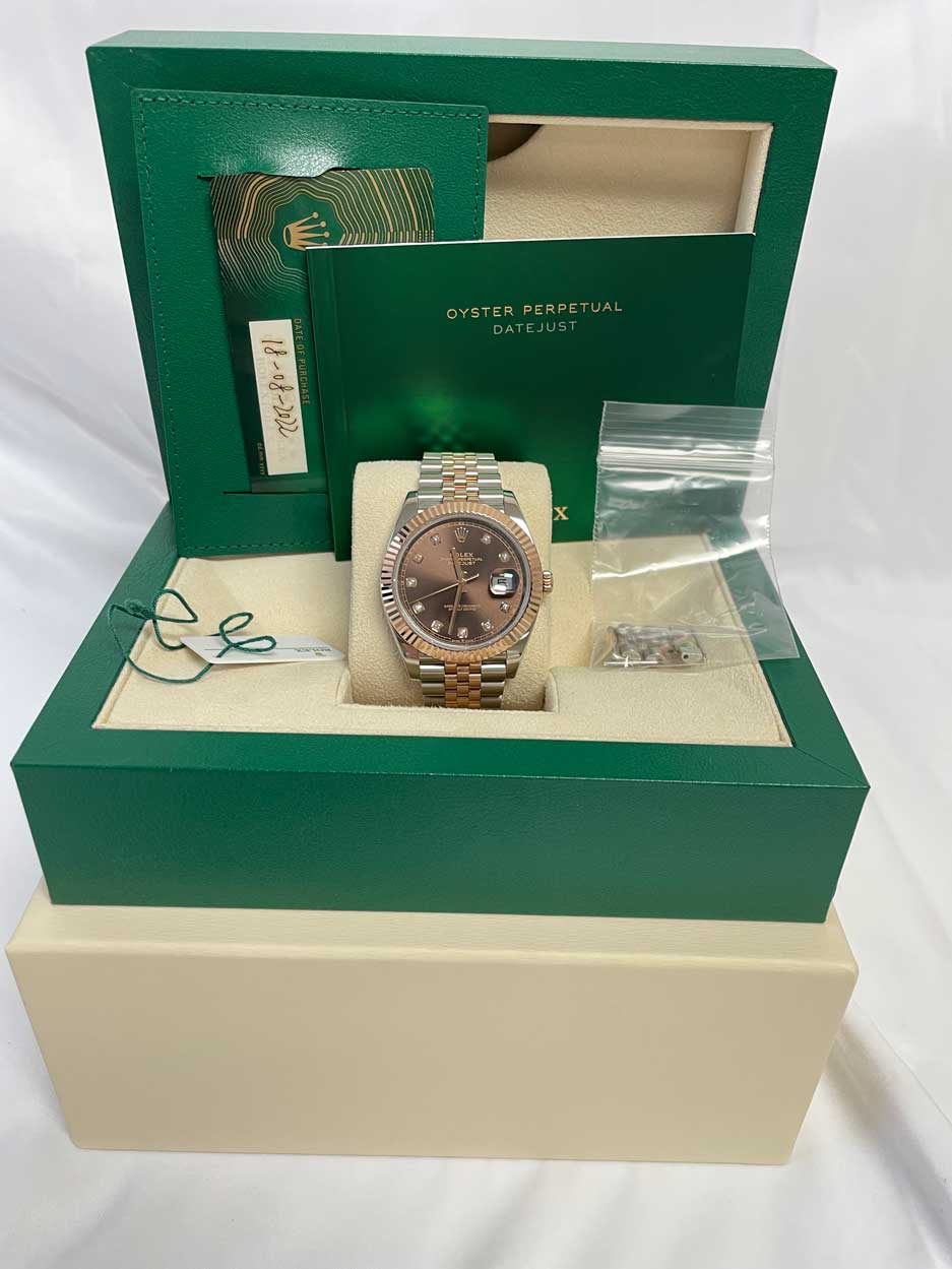 Rolex Datejust 41mm Steel & Rose Gold Chocolate Diamond
