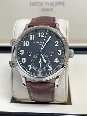 Patek Philippe Complications Pilot 5524g White Gold Travel Time Blue