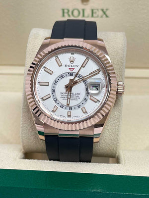 Rolex Everose Gold Sky-Dweller - Fluted Bezel - Oysterflex Bracelet