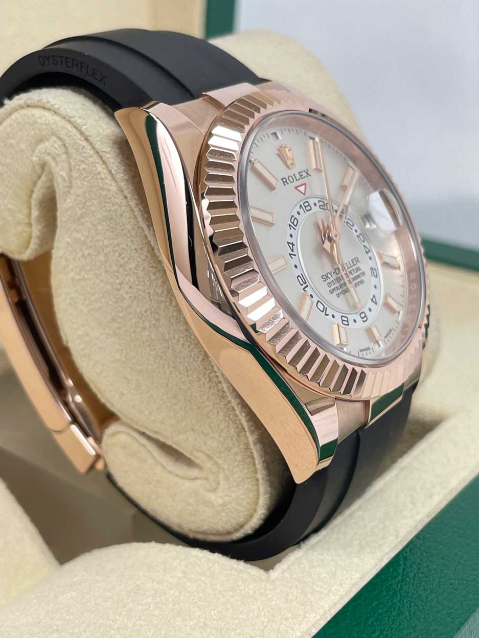 Rolex Everose Gold Sky-Dweller - Fluted Bezel - Oysterflex Bracelet
