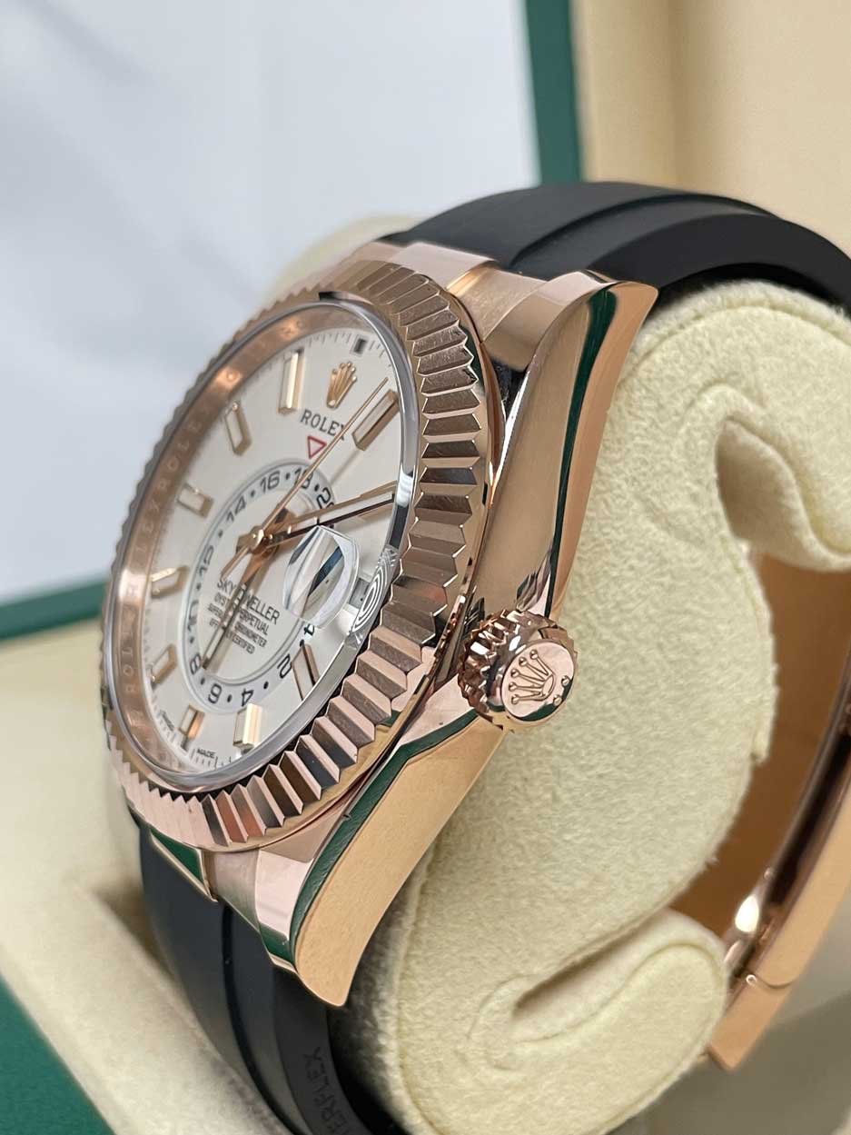 Rolex Everose Gold Sky-Dweller - Fluted Bezel - Oysterflex Bracelet