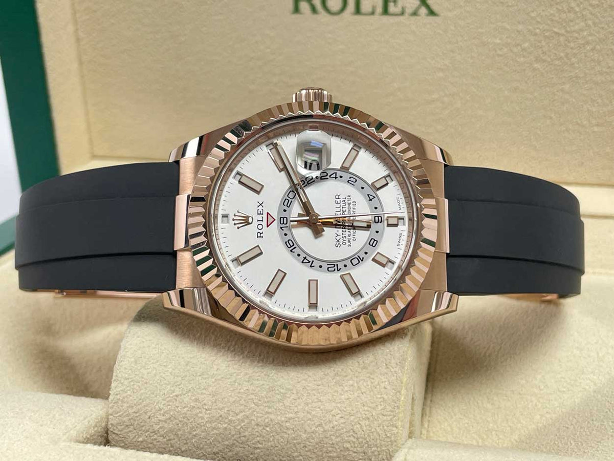 Rolex Everose Gold Sky-Dweller - Fluted Bezel - Oysterflex Bracelet