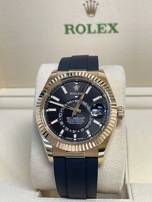 Rolex Yellow Gold Sky-Dweller - Black Index Dial - Oysterflex Bracelet
