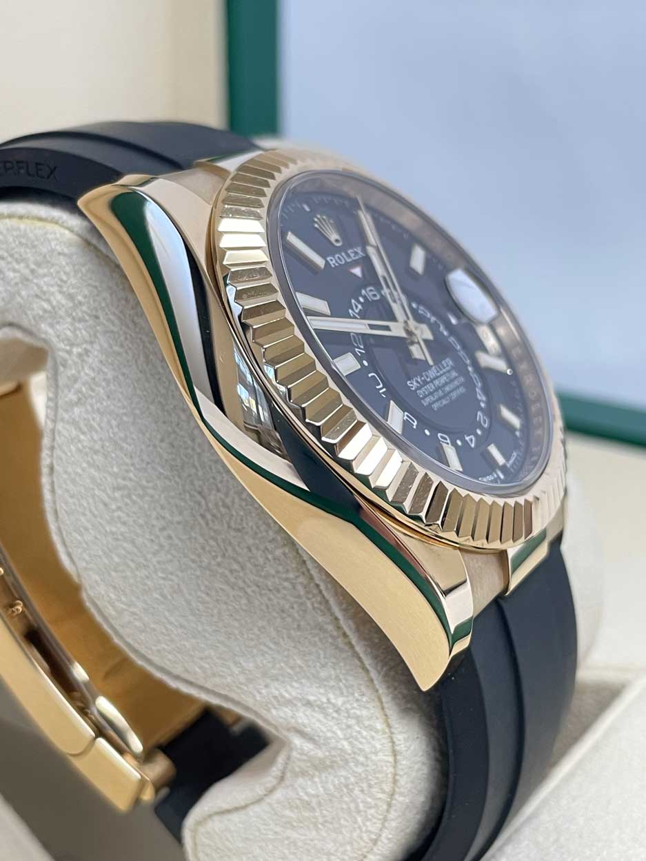 Rolex Yellow Gold Sky-Dweller - Black Index Dial - Oysterflex Bracelet
