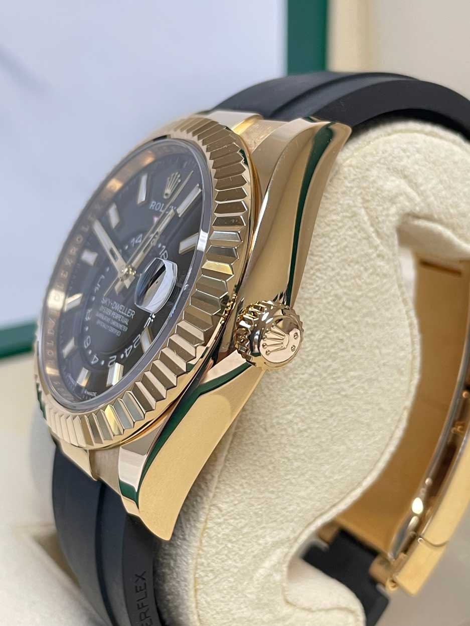 Rolex Yellow Gold Sky-Dweller - Black Index Dial - Oysterflex Bracelet