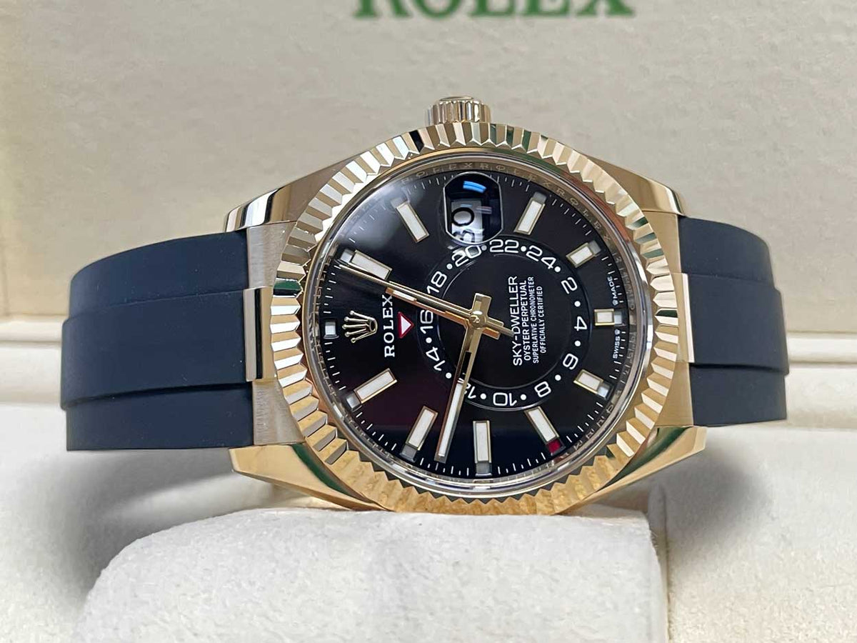Rolex Yellow Gold Sky-Dweller - Black Index Dial - Oysterflex Bracelet