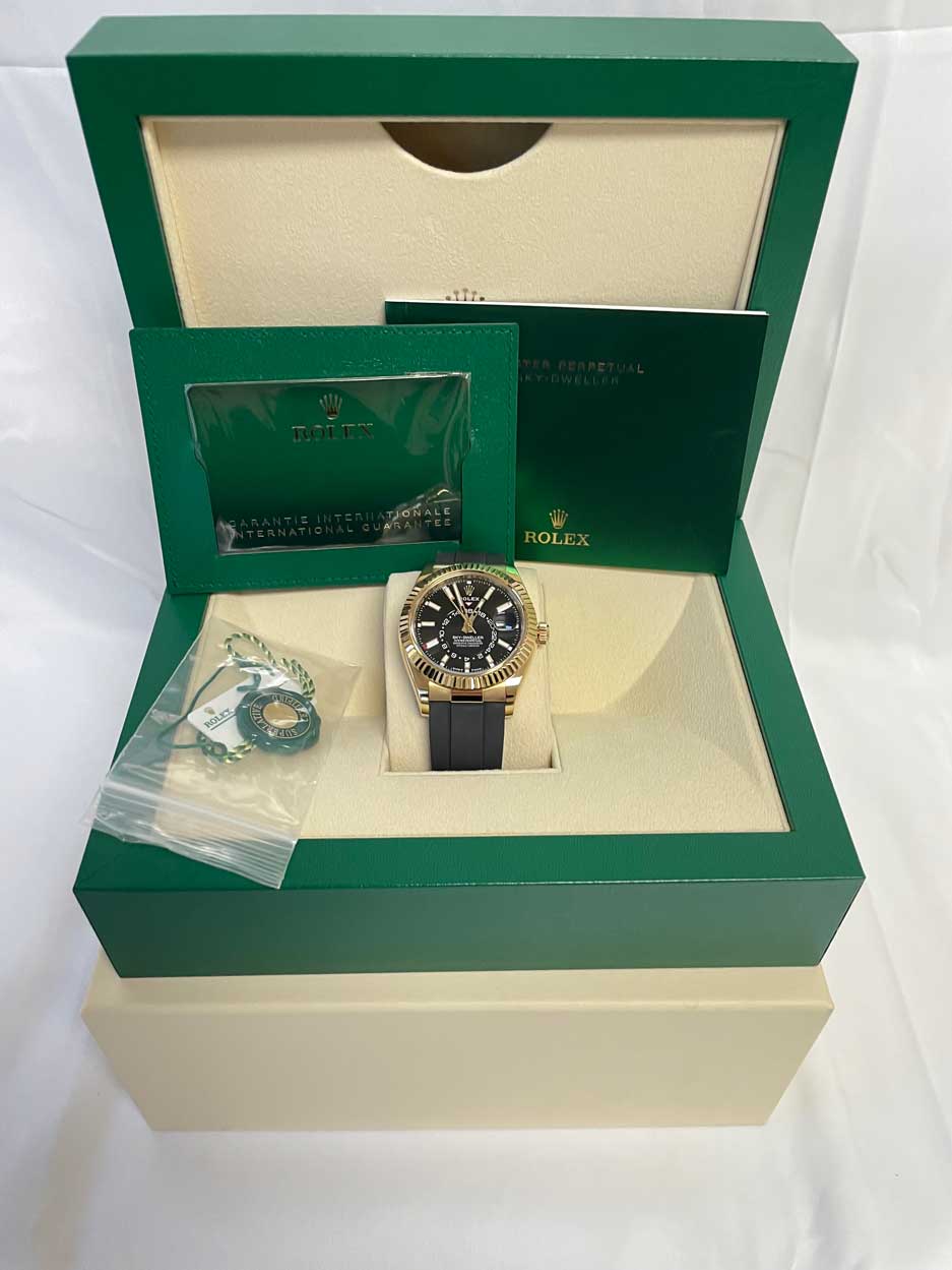 Rolex Yellow Gold Sky-Dweller - Black Index Dial - Oysterflex Bracelet