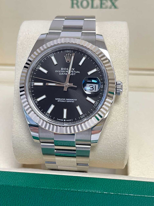 Rolex Datejust 41 Steel and White Gold - Fluted Bezel - Oyster