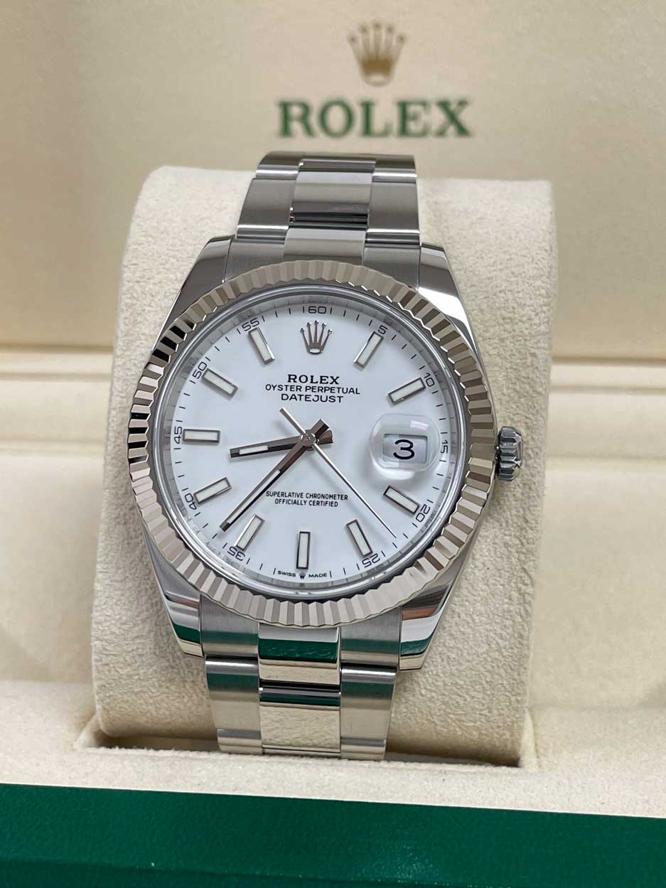 Rolex Datejust 41 Steel and White Gold - Fluted Bezel - Oyster 126334