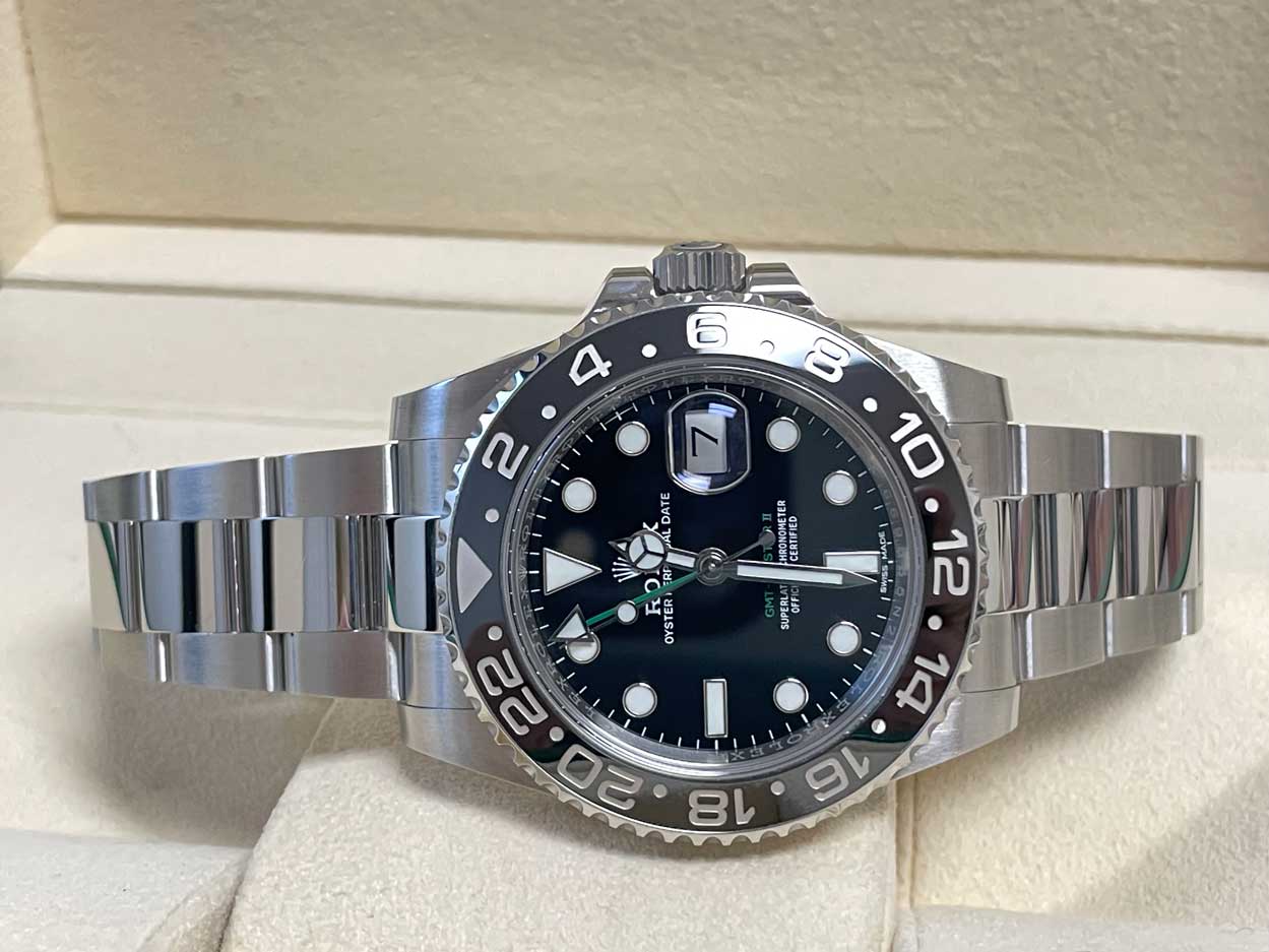 Rolex GMT-Master II Steel Green Arrow Blue Lume