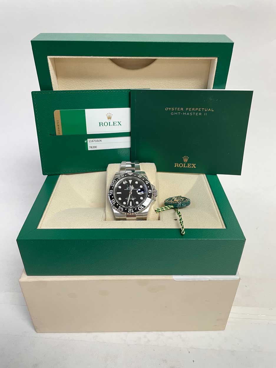 Rolex GMT-Master II Steel Green Arrow Blue Lume
