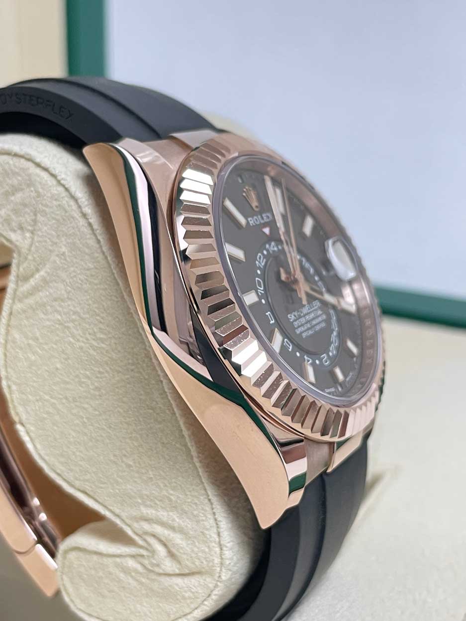 Rolex Everose Gold Sky-Dweller - Fluted Bezel - Oysterflex Bracelet