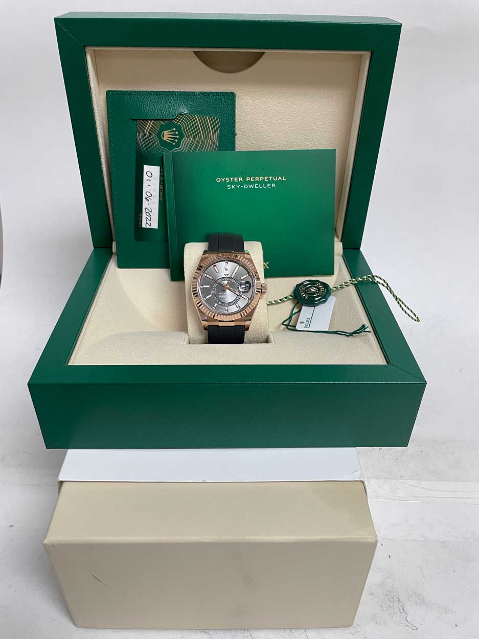 Rolex Everose Gold Sky-Dweller - Fluted Bezel - Oysterflex Bracelet