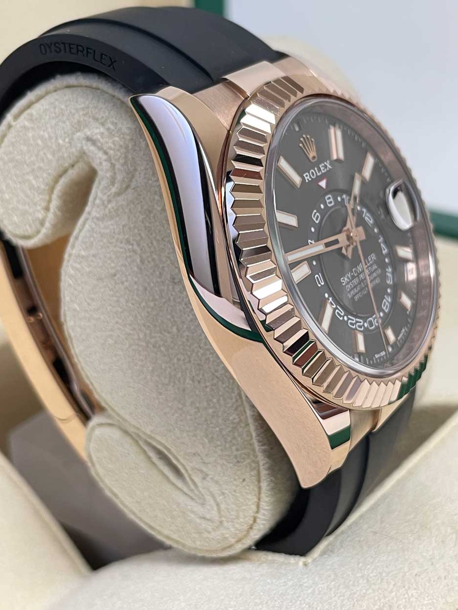 Rolex Everose Gold Sky-Dweller - Fluted Bezel - Oysterflex Bracelet