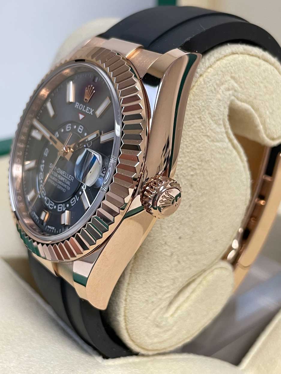 Rolex Everose Gold Sky-Dweller - Fluted Bezel - Oysterflex Bracelet