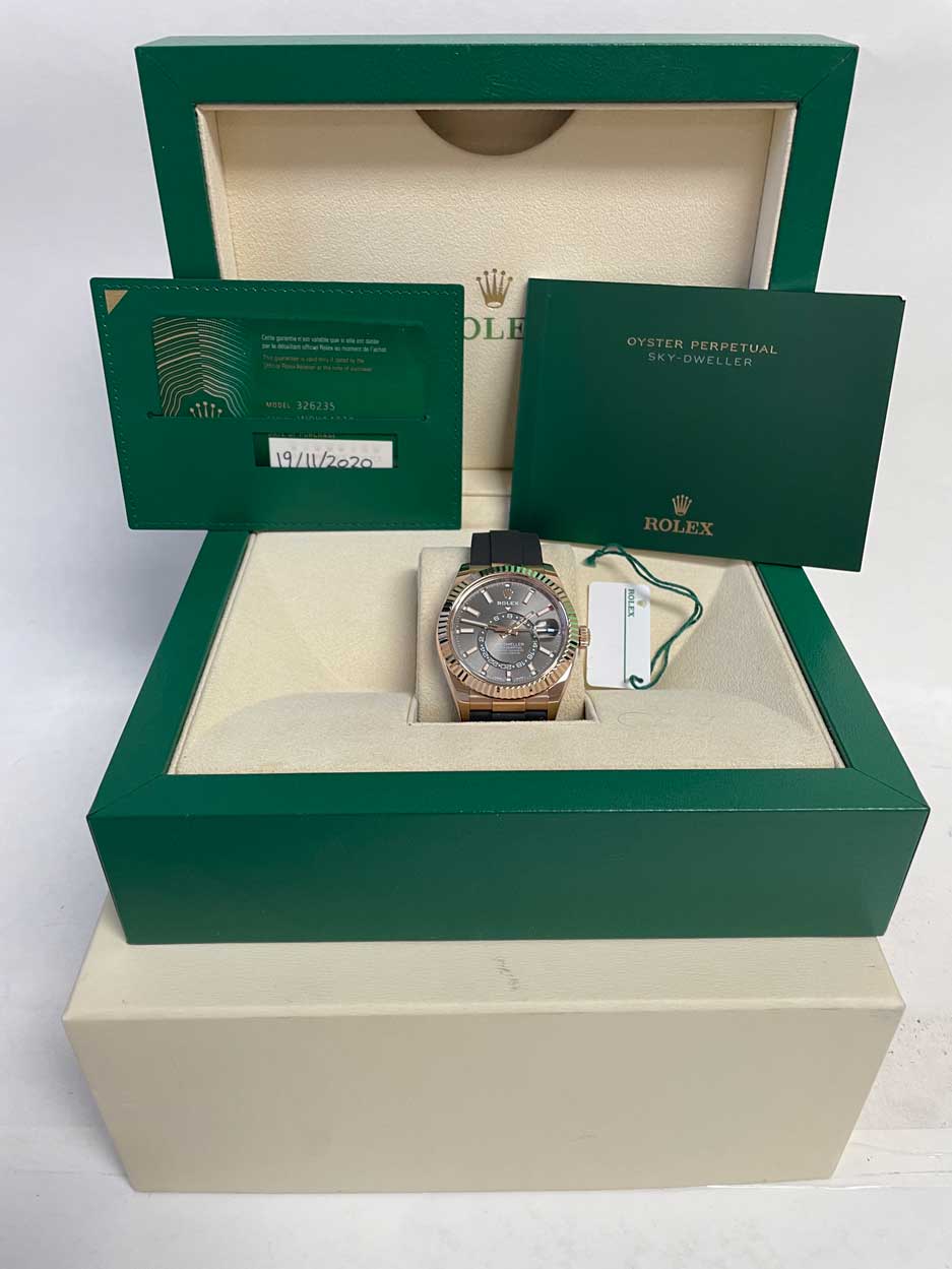 Rolex Everose Gold Sky-Dweller - Fluted Bezel - Oysterflex Bracelet