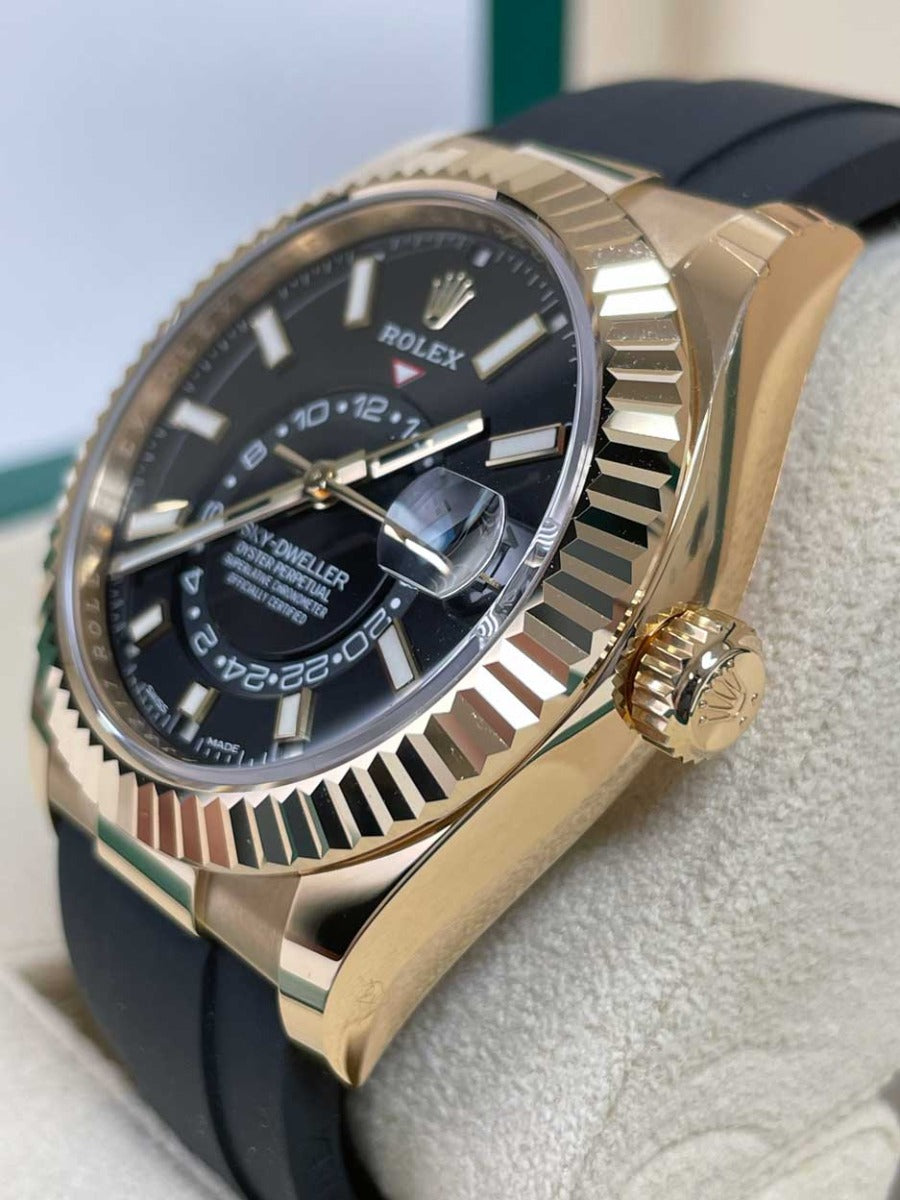 Rolex Yellow Gold Sky-Dweller - Black Index Dial - Oysterflex Bracelet