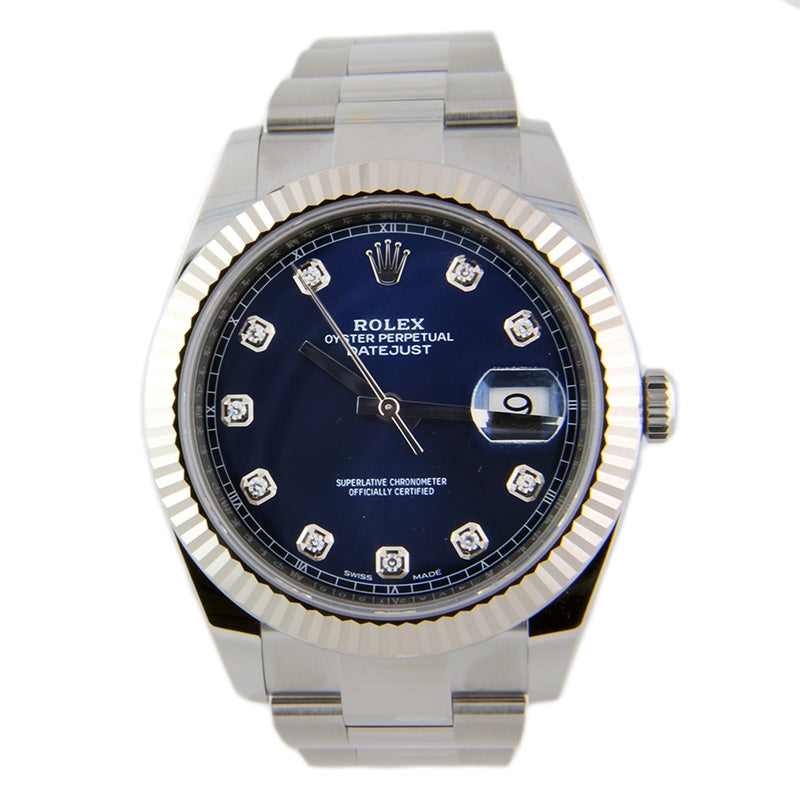 Rolex Datejust 41 Steel and White Gold - Fluted Bezel - Oyster